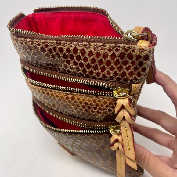 Dooney & Bourke Snake-Print Northstyle Triple Zip Crossbody Letter Carrier Purse - Picture 6 of 11